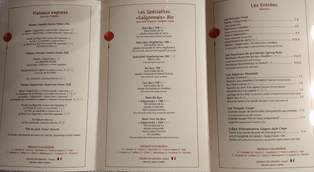 Restaurant le Saigonnais - Menu Image 3